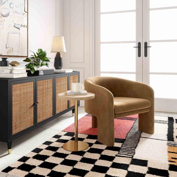 Tov Furniture Accent Chairs - Marla Cognac Velvet Accent Chair