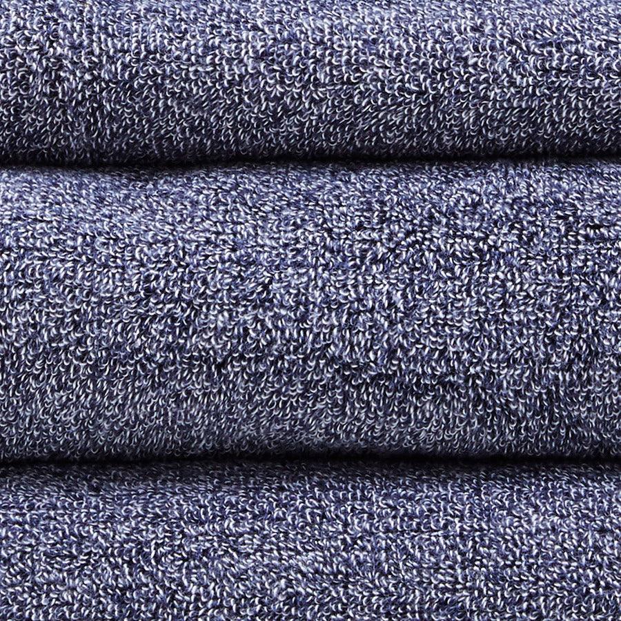 Olliix.com Bath Towels - Marle 100% Cotton Dobby Yarn Dyed 6 Piece Towel Set Blue