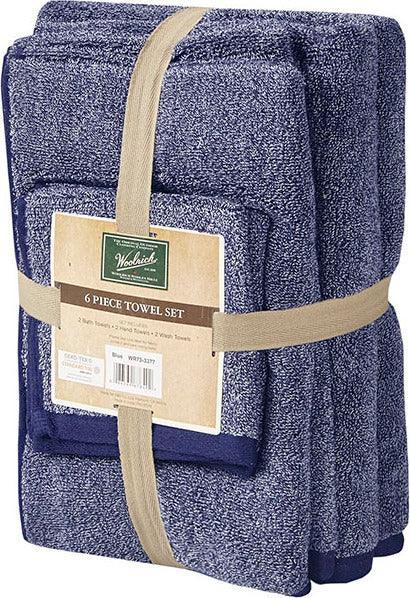Olliix.com Bath Towels - Marle 100% Cotton Dobby Yarn Dyed 6 Piece Towel Set Blue