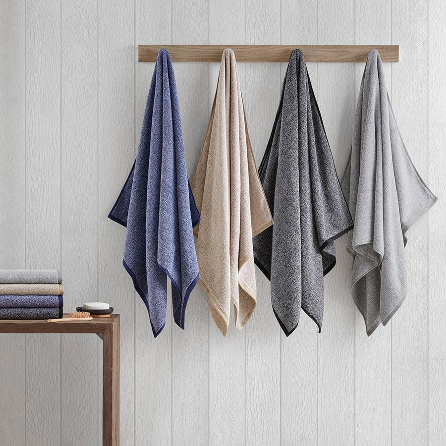 Olliix.com Bath Towels - Marle 100% Cotton Dobby Yarn Dyed 6 Piece Towel Set Blue