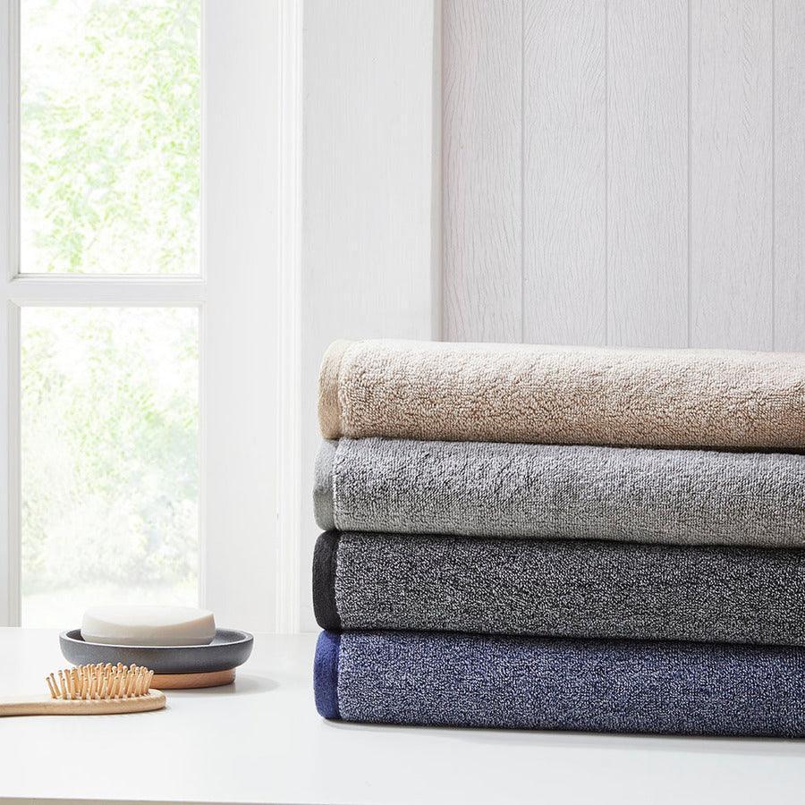 Olliix.com Bath Towels - Marle 100% Cotton Dobby Yarn Dyed 6 Piece Towel Set Blue