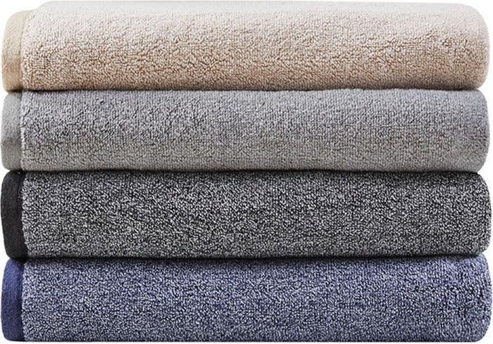 Olliix.com Bath Towels - Marle 100% Cotton Dobby Yarn Dyed 6 Piece Towel Set Blue