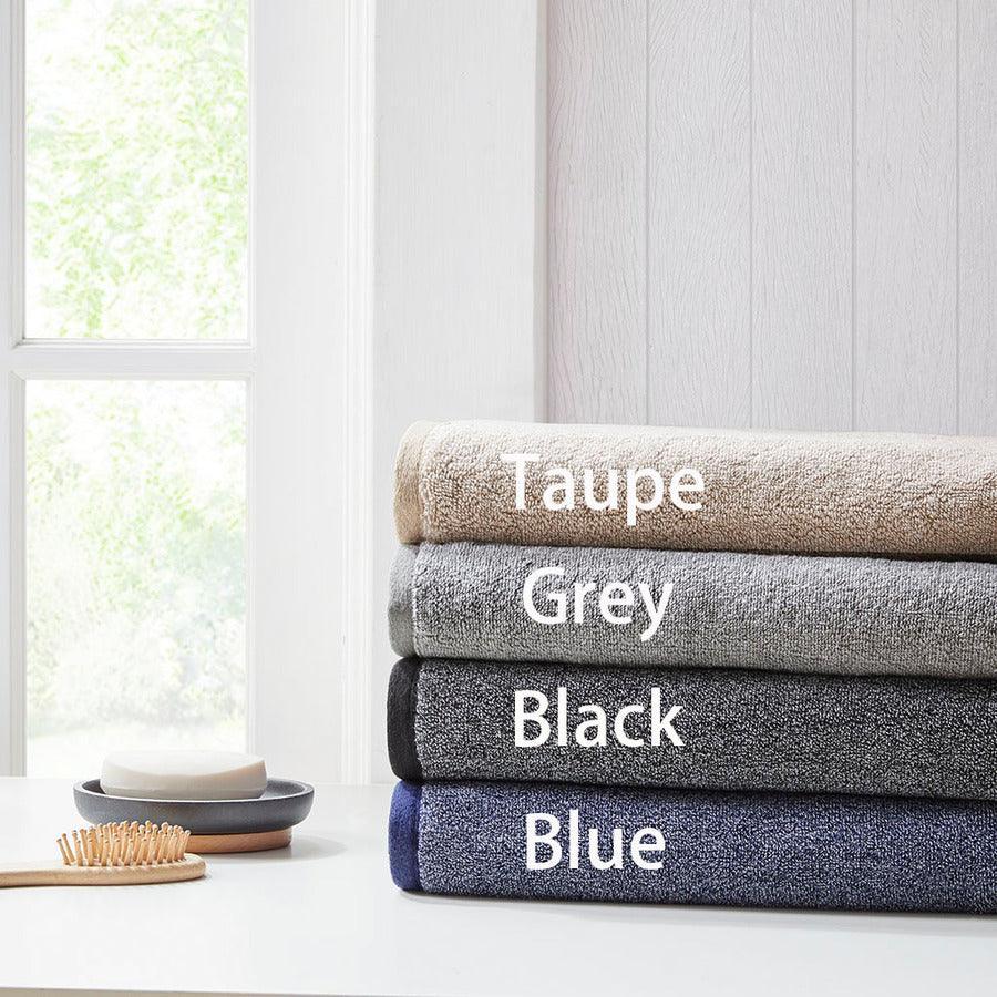 Olliix.com Bath Towels - Marle 100% Cotton Dobby Yarn Dyed 6 Piece Towel Set Blue