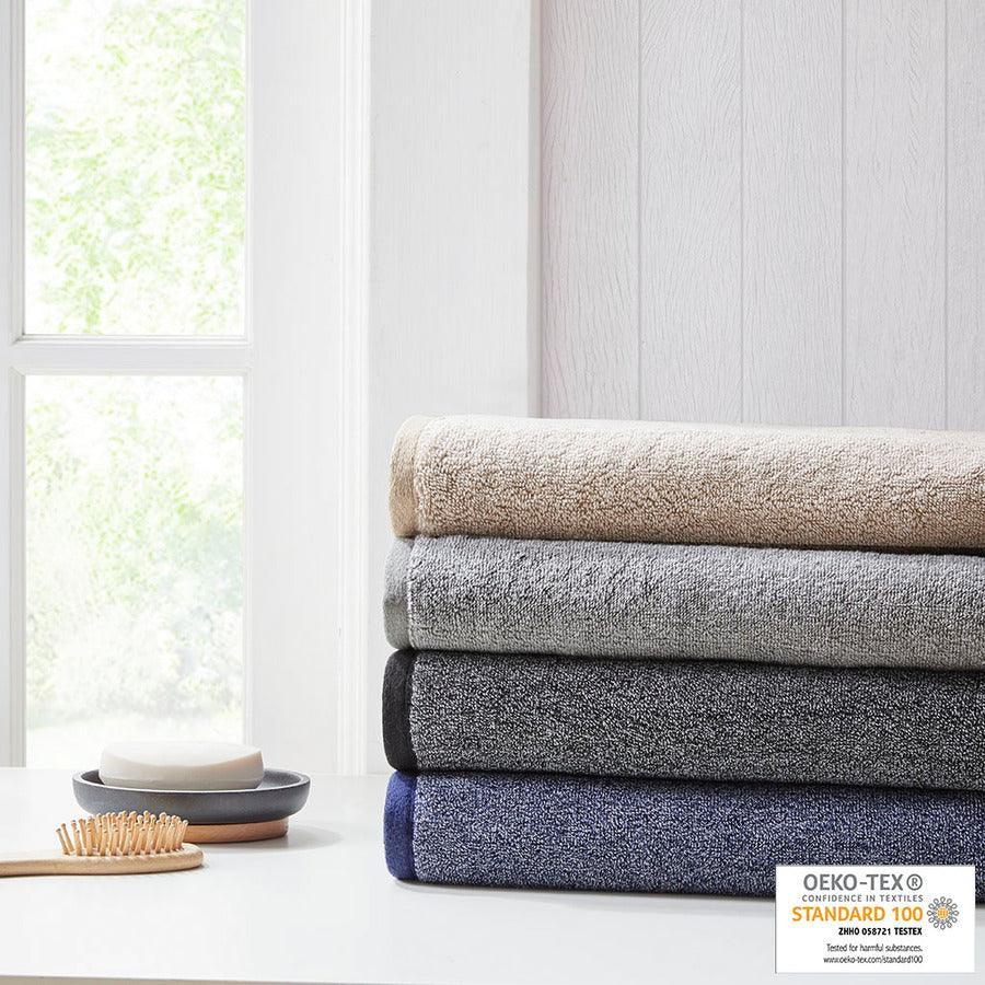 Olliix.com Bath Towels - Marle 100% Cotton Dobby Yarn Dyed 6 Piece Towel Set Blue