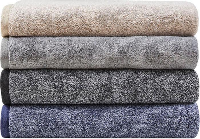 Olliix.com Bath Towels - Marle 100% Cotton Dobby Yarn Dyed 6 Piece Towel Set Grey