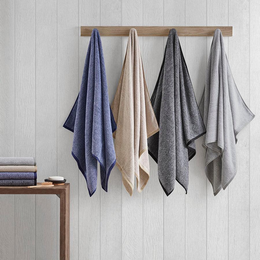 Olliix.com Bath Towels - Marle 100% Cotton Dobby Yarn Dyed 6 Piece Towel Set Natural