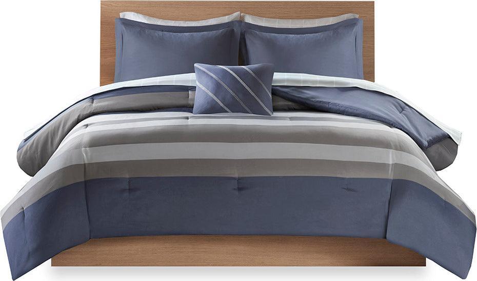 Olliix.com Comforters & Blankets - Marsden Complete Bed Set Including Sheets Blue & Gray Full