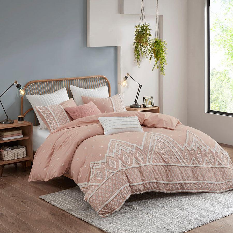 Olliix.com Duvet & Duvet Sets - Marta King/California King 3 Piece Flax and Cotton Blended Duvet Cover Set Blush