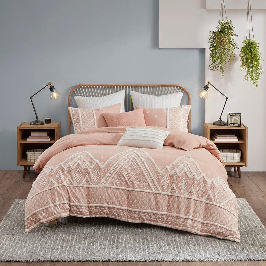 Olliix.com Duvet & Duvet Sets - Marta King/California King 3 Piece Flax and Cotton Blended Duvet Cover Set Blush