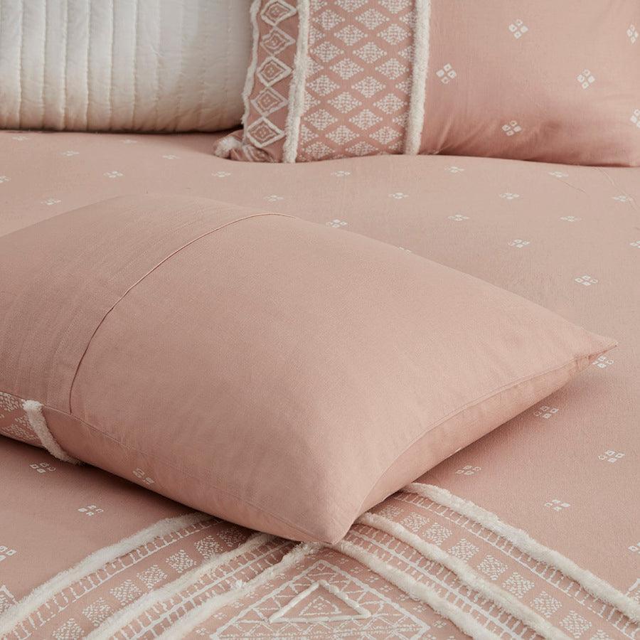 Olliix.com Duvet & Duvet Sets - Marta King/California King 3 Piece Flax and Cotton Blended Duvet Cover Set Blush