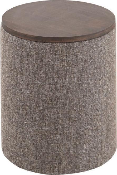 Olliix.com Ottomans & Stools - Marta Storage Round Ottoman Walnut