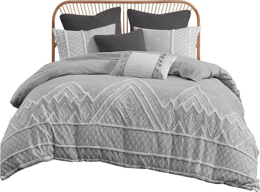 Olliix.com Comforters & Blankets - Marta Transitional 3 Piece Flax and Cotton Blended Comforter Set Gray Full/Queen