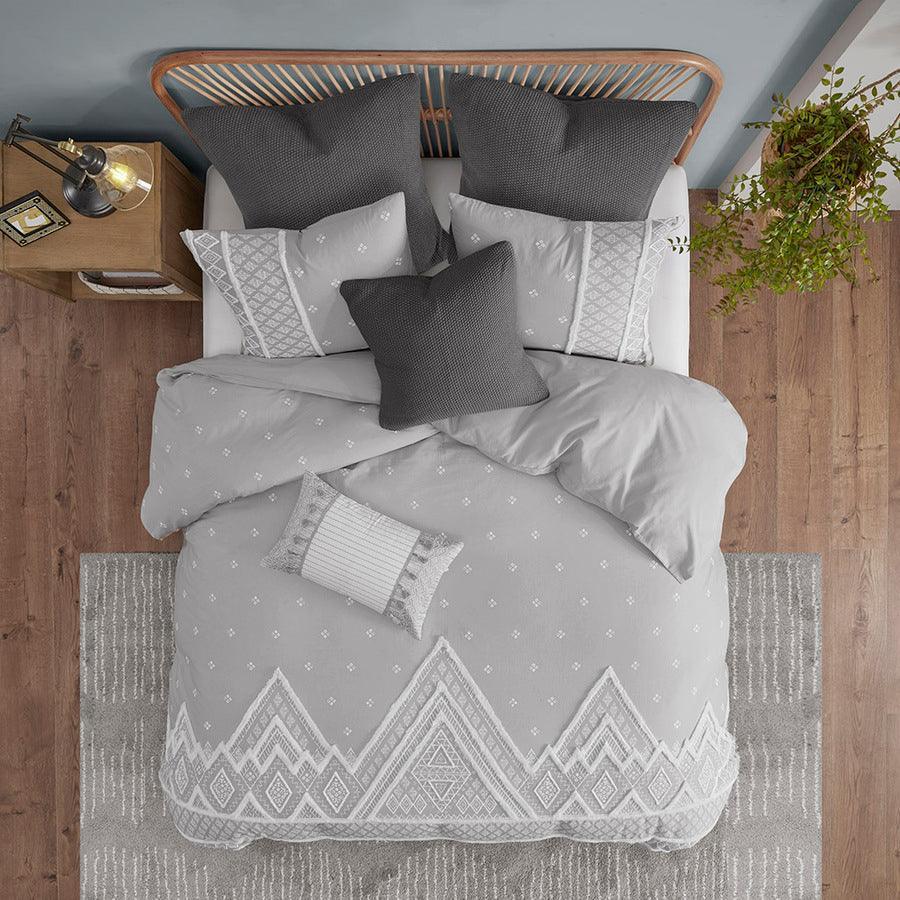 Olliix.com Comforters & Blankets - Marta Transitional 3 Piece Flax and Cotton Blended Comforter Set Gray Full/Queen