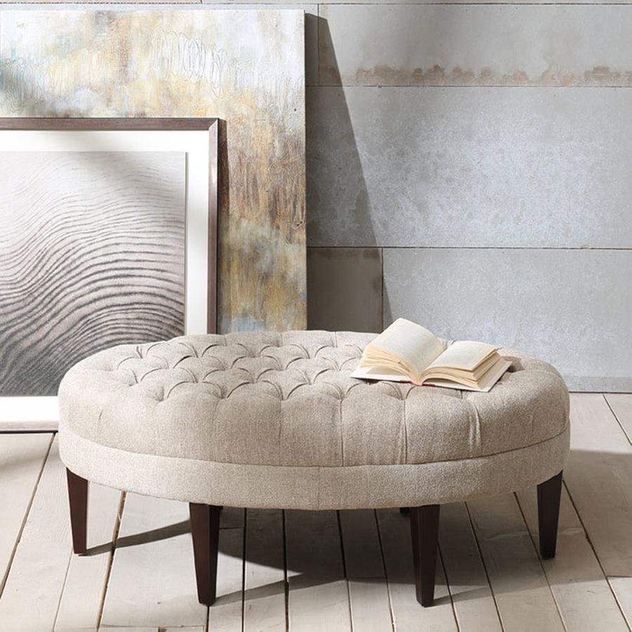 Olliix.com Ottomans & Stools - Martin Modern Surfboard Tufted Ottoman 48W x 27.5D x 18H Linen
