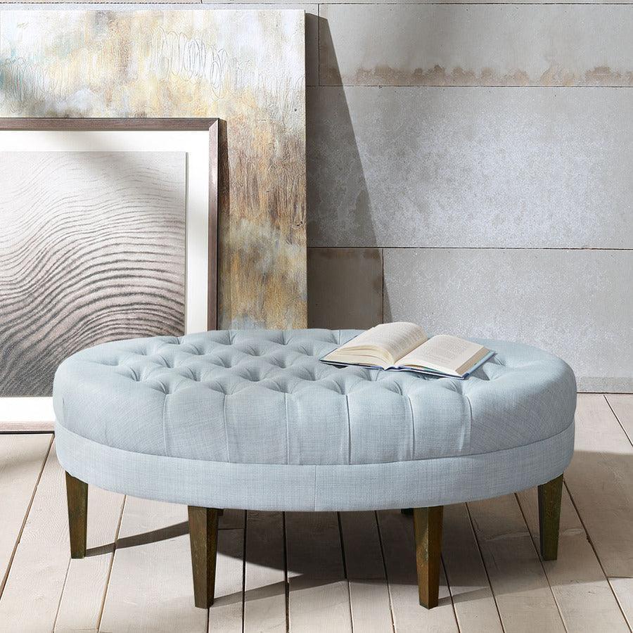 Olliix.com Ottomans & Stools - Martin Modern/Contemporary Surfboard Tufted Ottoman 48"W x 27.5"D x 18"H Dusty Blue