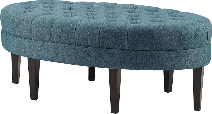 Olliix.com Ottomans & Stools - Martin Transitional Surfboard Tufted Ottoman 48W x 27.5D x 18H" Blue