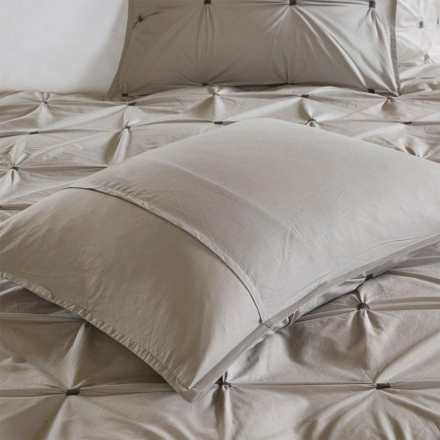 Olliix.com Duvet & Duvet Sets - Masie Full/Queen 3 Piece Elastic Embroidered Cotton Duvet Cover Set Gray