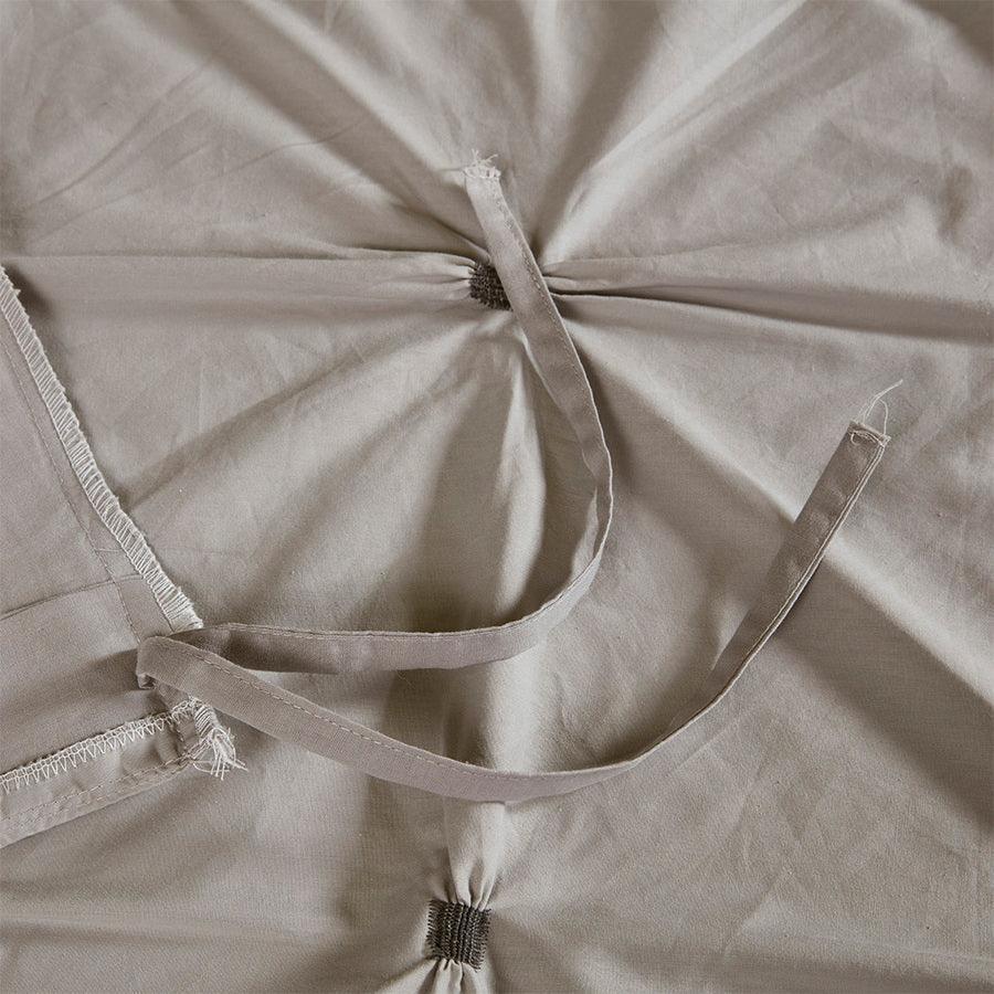 Olliix.com Duvet & Duvet Sets - Masie Full/Queen 3 Piece Elastic Embroidered Cotton Duvet Cover Set Gray