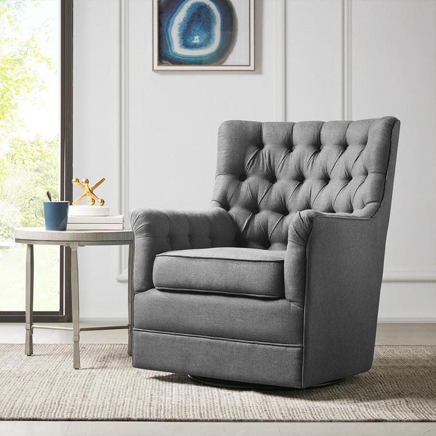 Olliix.com Accent Chairs - Mathis Swivel Glider Chair Gray