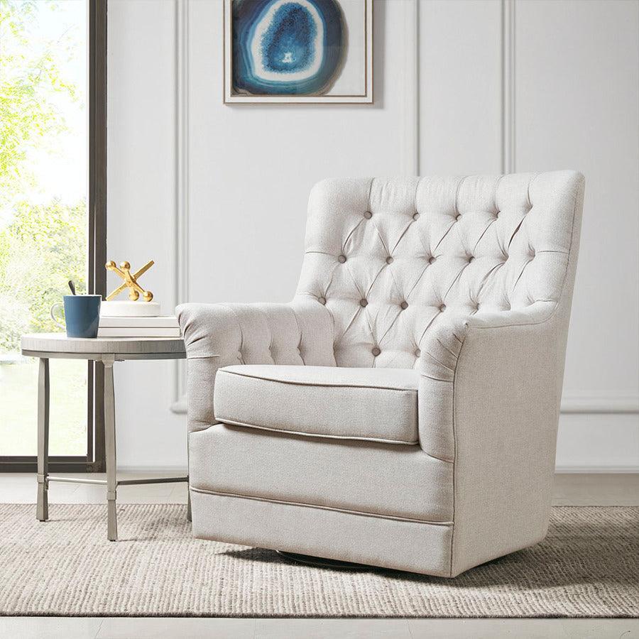 Olliix.com Accent Chairs - Mathis Swivel Glider Chair Natural