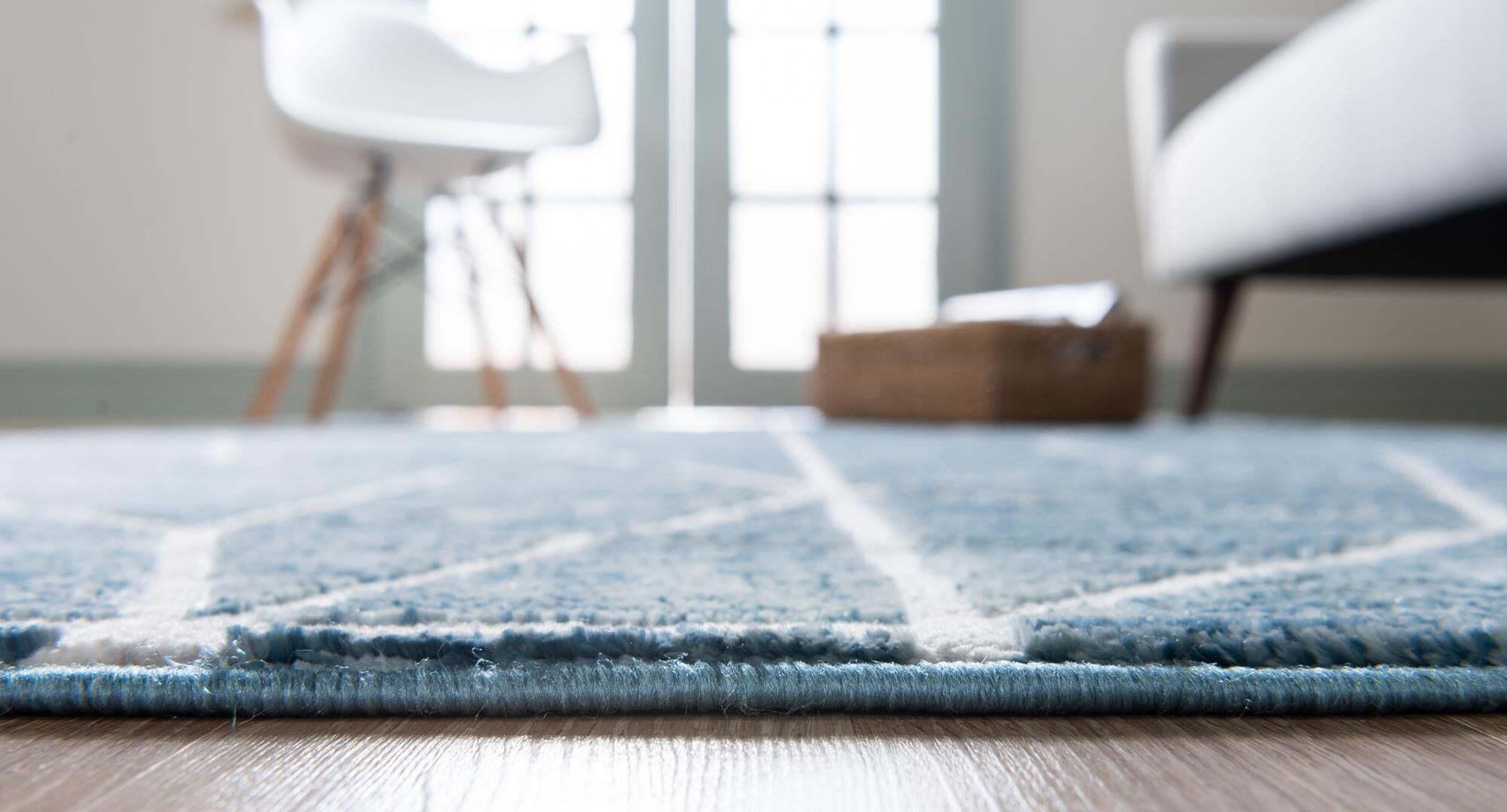 Unique Loom Indoor Rugs - Matrix Trellis Geometric Rectangular 8x10 Rug Blue & Gray
