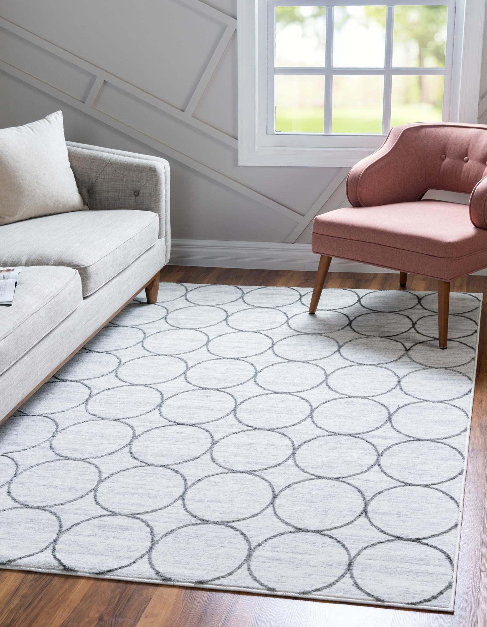 Unique Loom Indoor Rugs - Matrix Trellis Geometric Rectangular 8x10 Rug Ivory & Light Gray