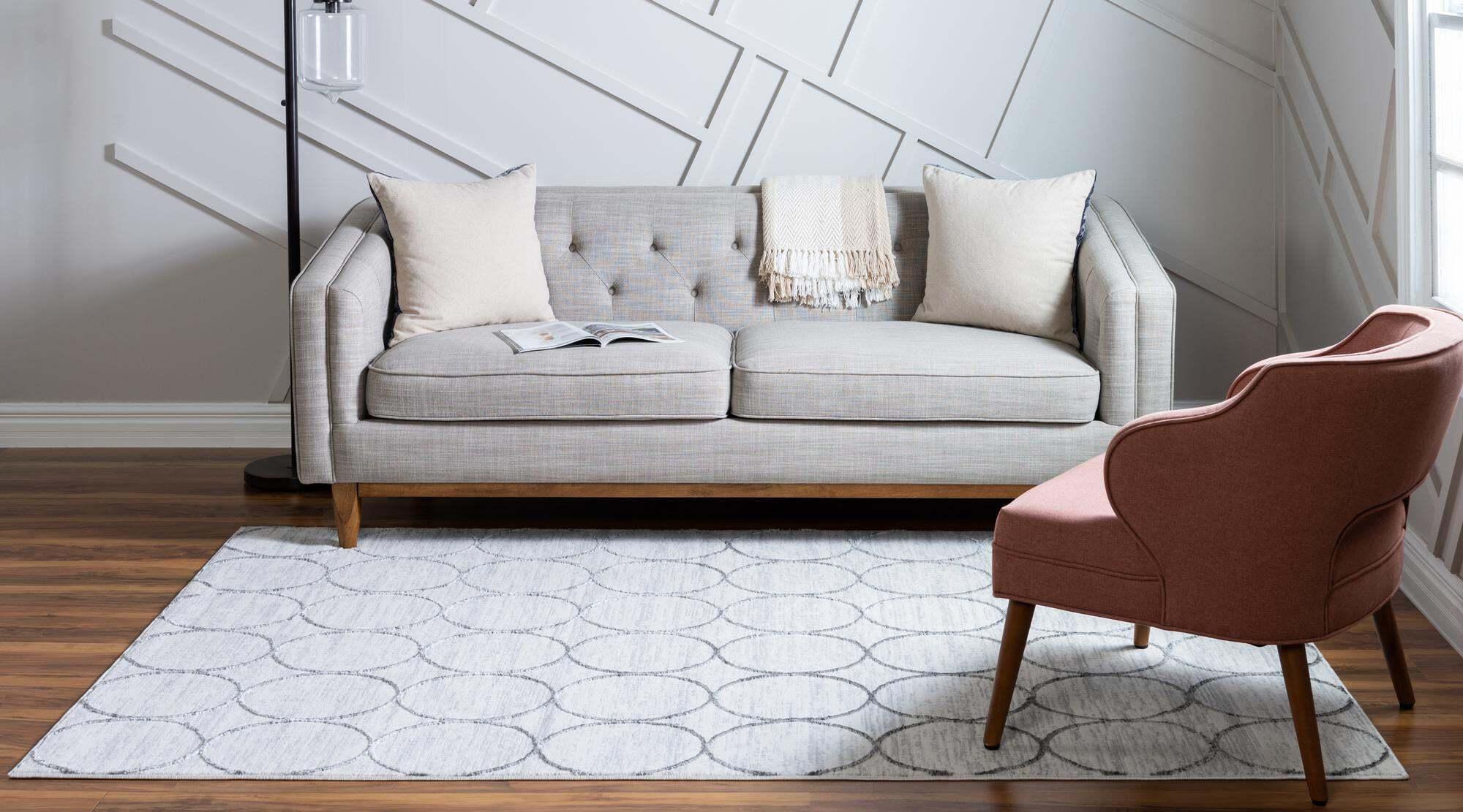 Unique Loom Indoor Rugs - Matrix Trellis Geometric Rectangular 8x10 Rug Ivory & Light Gray