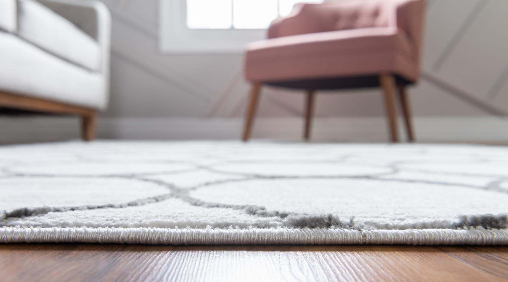Unique Loom Indoor Rugs - Matrix Trellis Geometric Rectangular 8x10 Rug Ivory & Light Gray