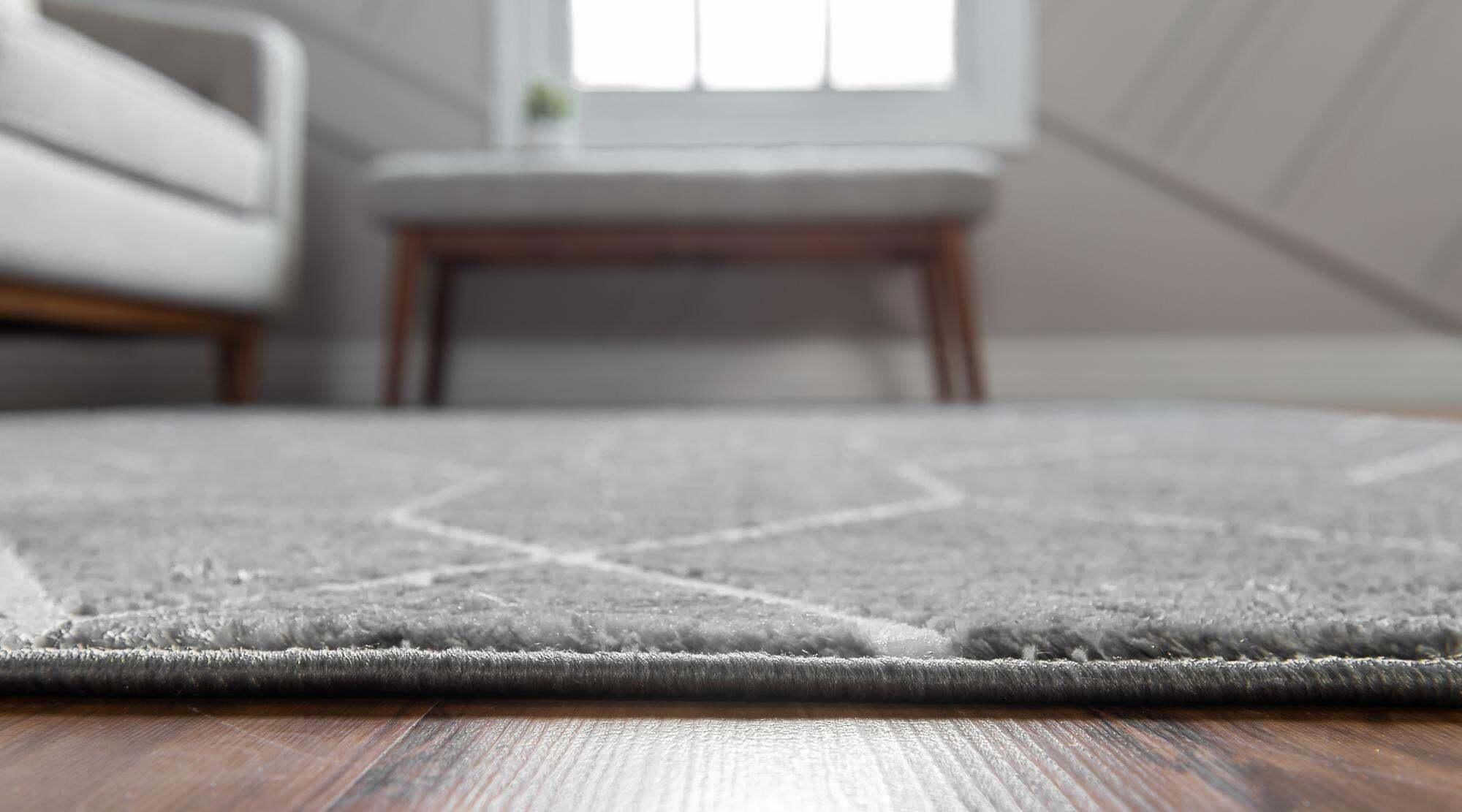 Unique Loom Indoor Rugs - Matrix Trellis Geometric Rectangular 9x12 Rug Dark Gray & Gray
