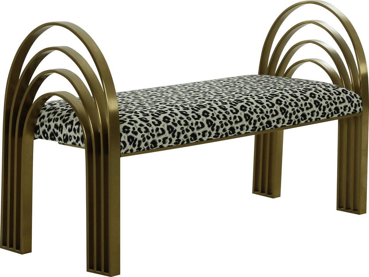 Tov Furniture Benches - Mavis Leopard Print Velvet Bench