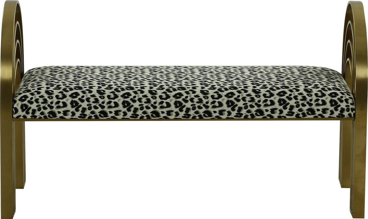 Tov Furniture Benches - Mavis Leopard Print Velvet Bench