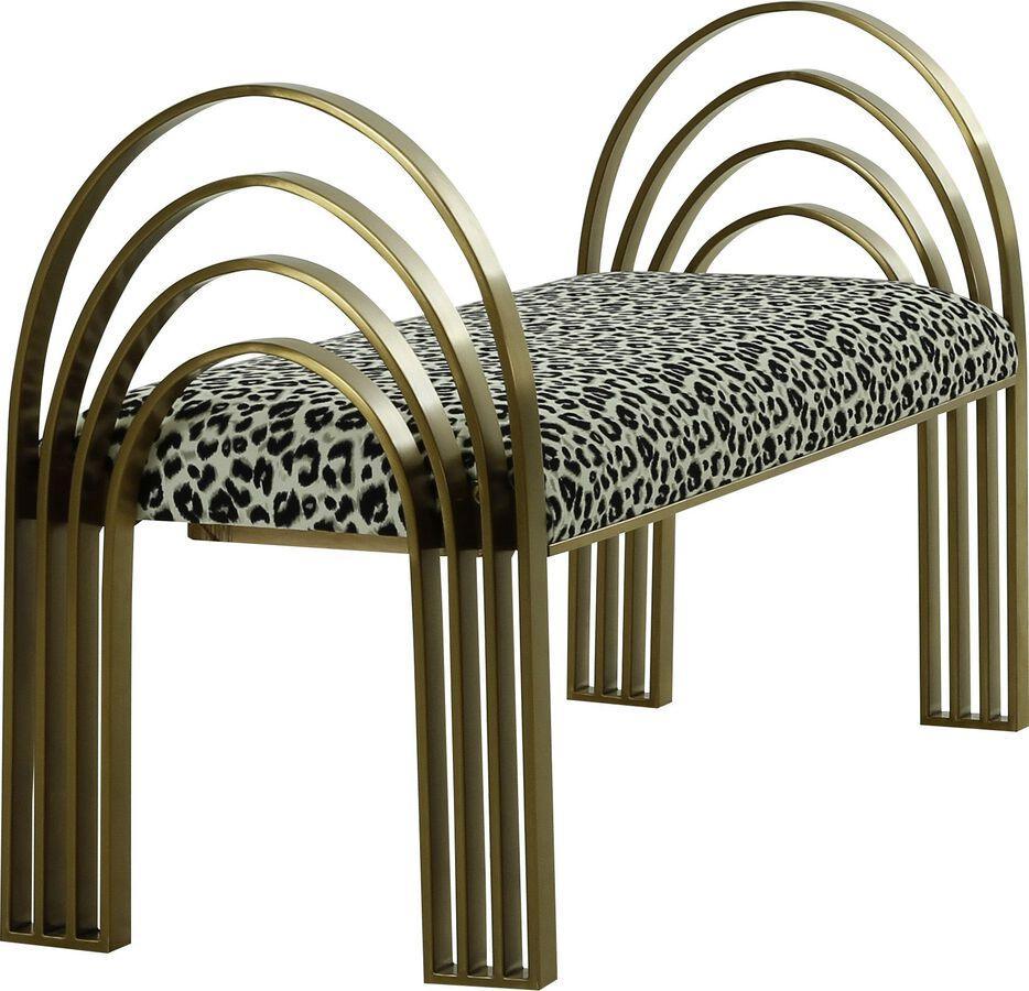 Tov Furniture Benches - Mavis Leopard Print Velvet Bench