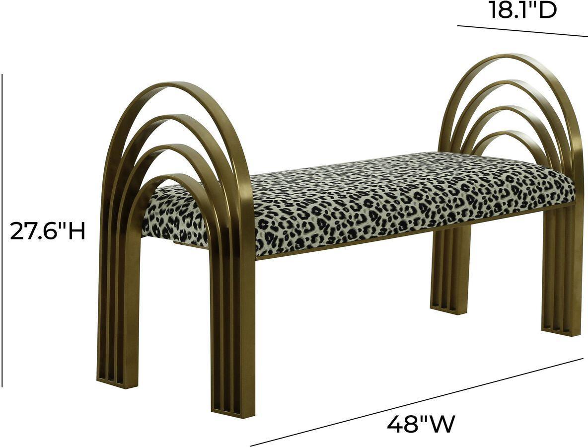 Tov Furniture Benches - Mavis Leopard Print Velvet Bench