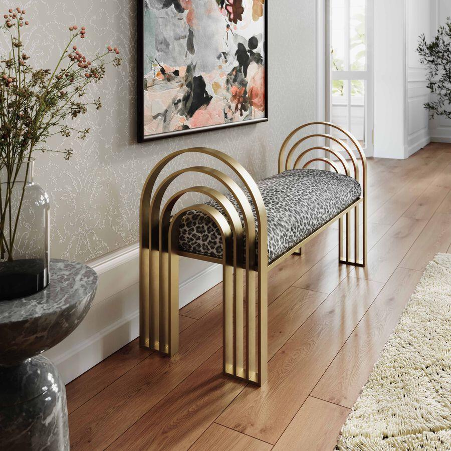 Tov Furniture Benches - Mavis Leopard Print Velvet Bench