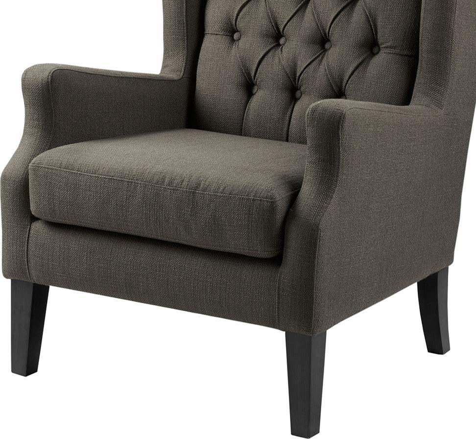 Olliix.com Accent Chairs - Maxwell Button Tufted Wing Chair Gray