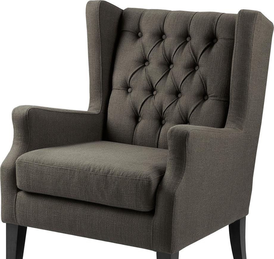 Olliix.com Accent Chairs - Maxwell Button Tufted Wing Chair Gray