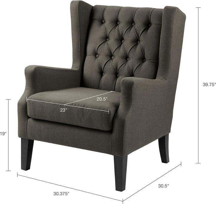 Olliix.com Accent Chairs - Maxwell Button Tufted Wing Chair Gray