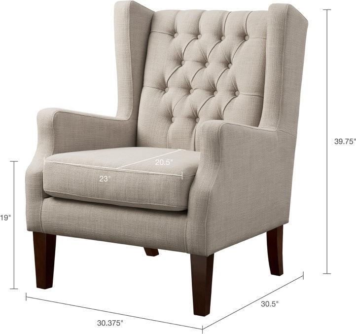 Olliix.com Accent Chairs - Maxwell Button Tufted Wing Chair Linen