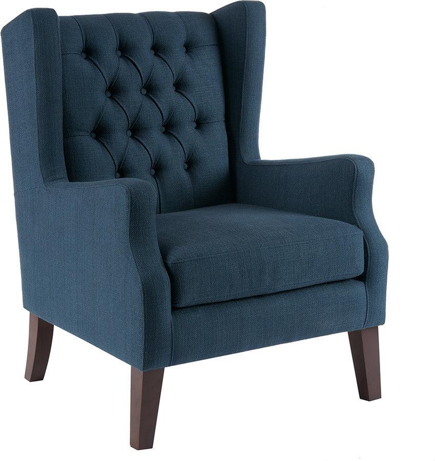 Olliix.com Accent Chairs - Maxwell Button Tufted Wing Chair Navy