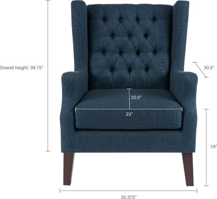 Olliix.com Accent Chairs - Maxwell Button Tufted Wing Chair Navy