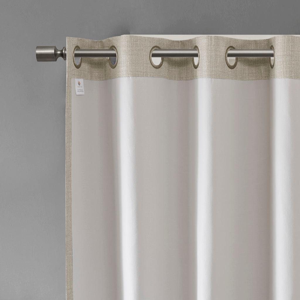 Olliix.com Curtains - Maya 84 H Printed Heathered Blackout Grommet Top Curtain Panel Taupe