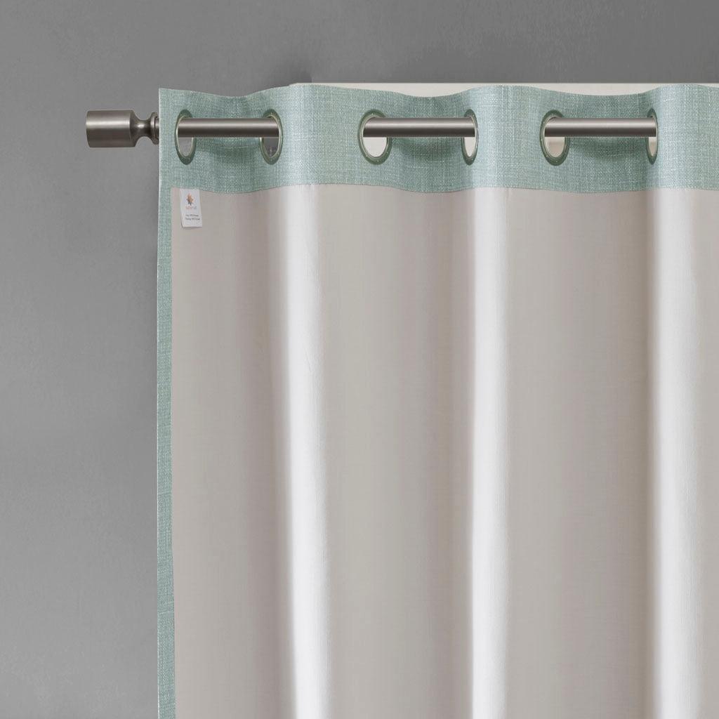 Olliix.com Curtains - Maya 95 H Printed Heathered Blackout Grommet Top Curtain Panel Aqua