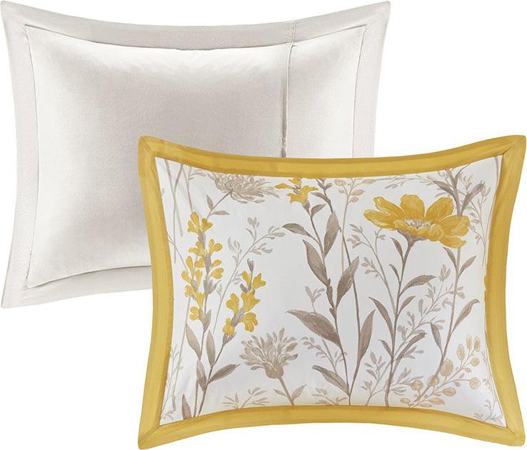 Olliix.com Comforters & Blankets - Meadow 5 Piece Cotton Comforter Set Yellow Queen