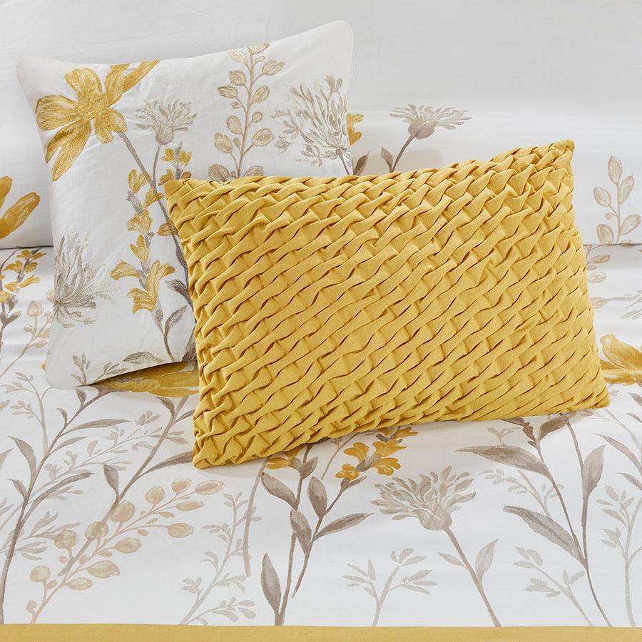 Olliix.com Comforters & Blankets - Meadow 5 Piece Cotton Comforter Set Yellow Queen