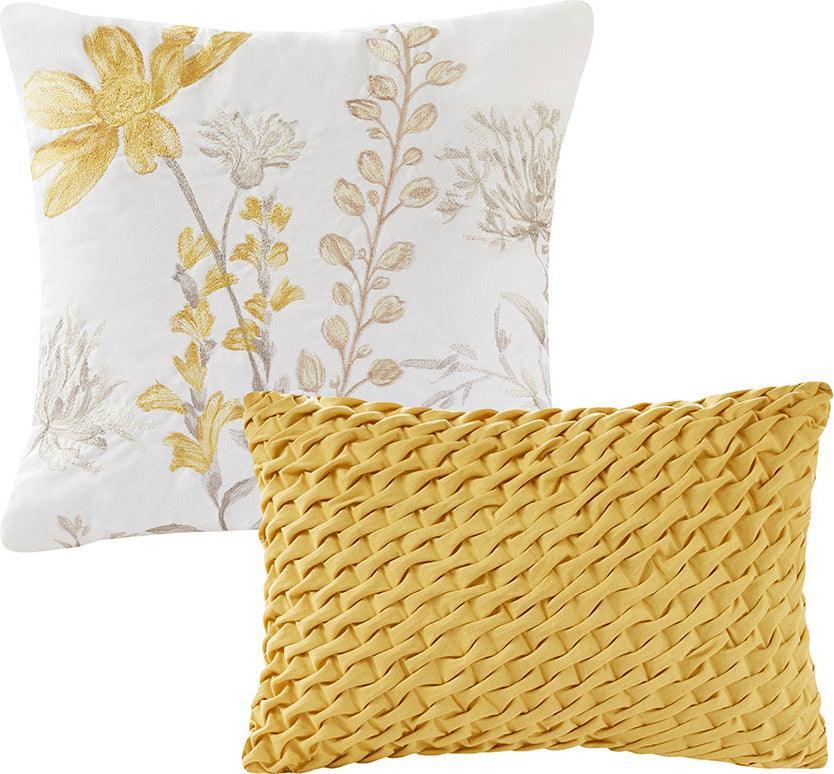 Olliix.com Comforters & Blankets - Meadow King/California King 5 Piece Cotton Comforter Set Yellow
