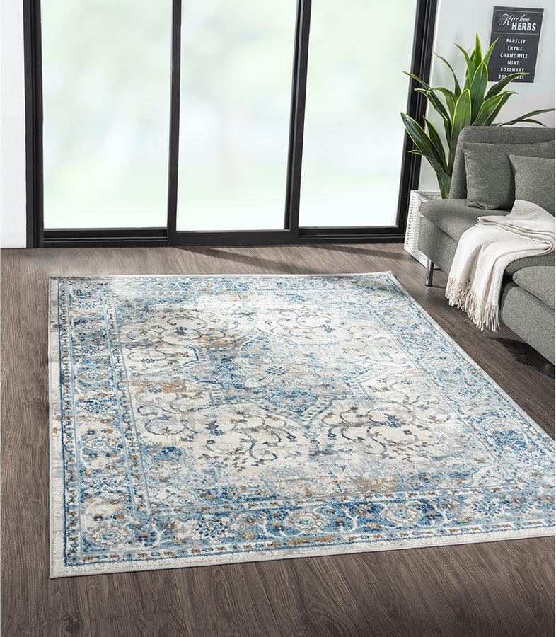 Olliix.com Indoor Rugs - Medallion Woven Area Rug Blue MP35-8029