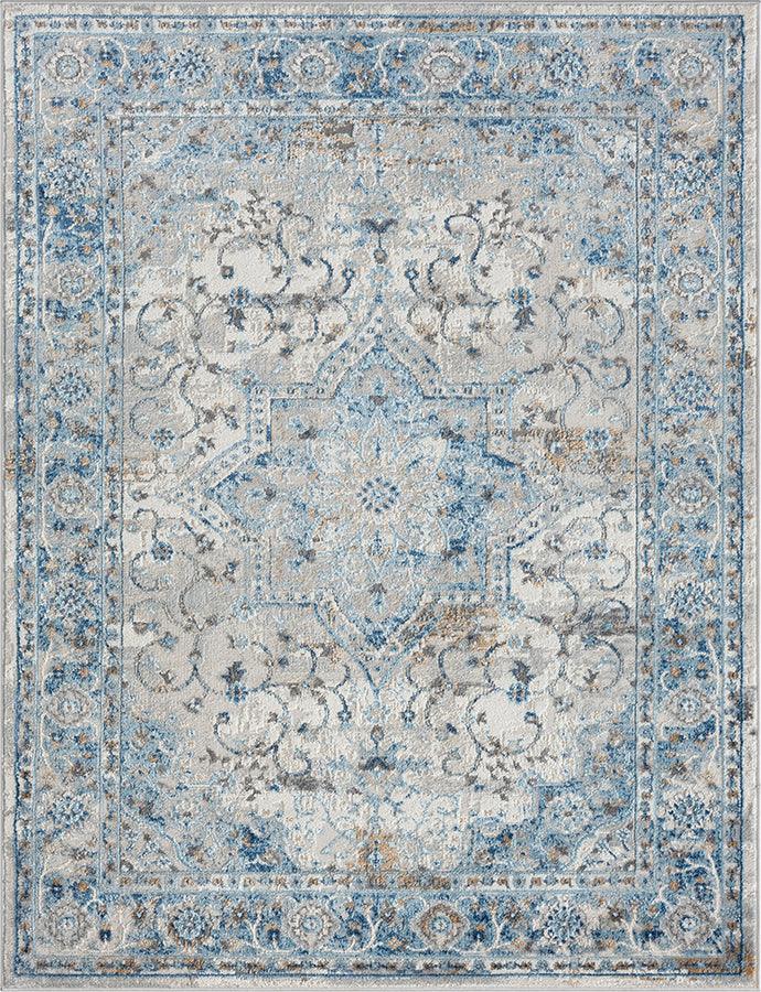 Olliix.com Indoor Rugs - Medallion Woven Area Rug Blue MP35-8029