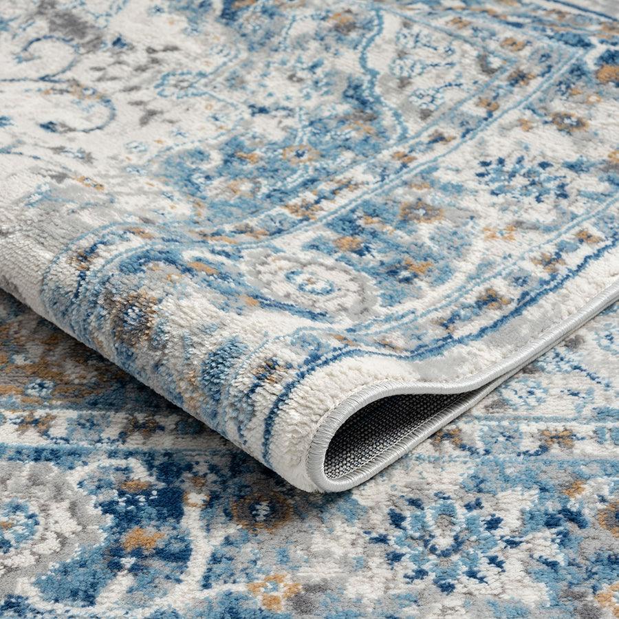 Olliix.com Indoor Rugs - Medallion Woven Area Rug Blue MP35-8029