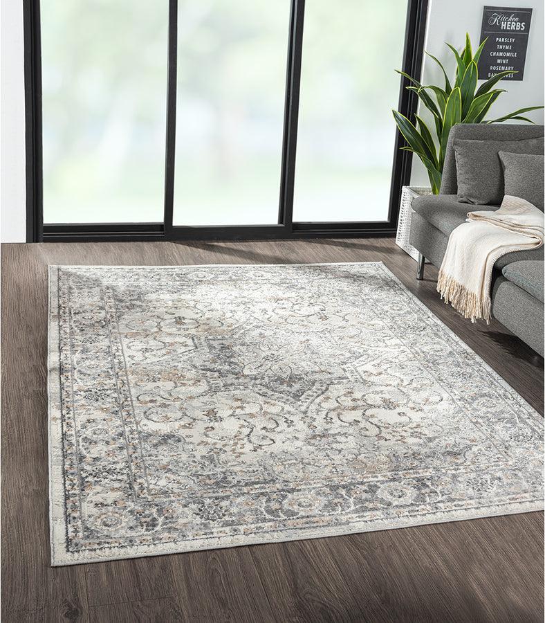 Olliix.com Indoor Rugs - Medallion Woven Area Rug Grey MP35-8033