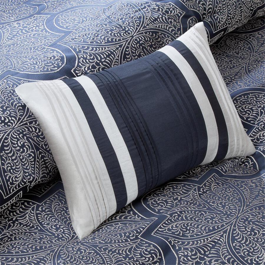 Olliix.com Comforters & Blankets - Medina 8 Piece Jacquard Comforter Set Navy